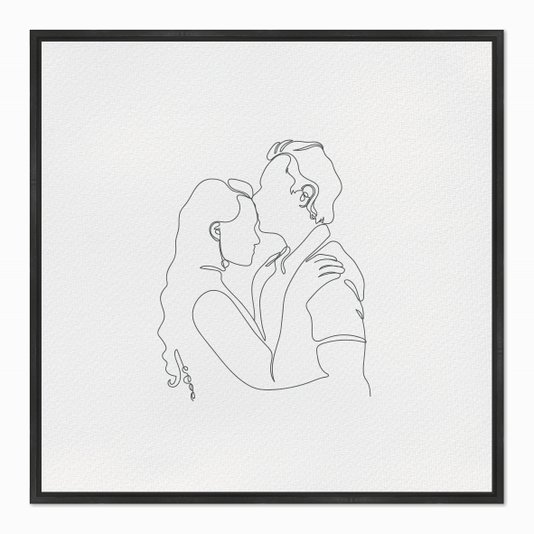 Quadro em Tela Canvas Silhueta Casal Beijo na Testa