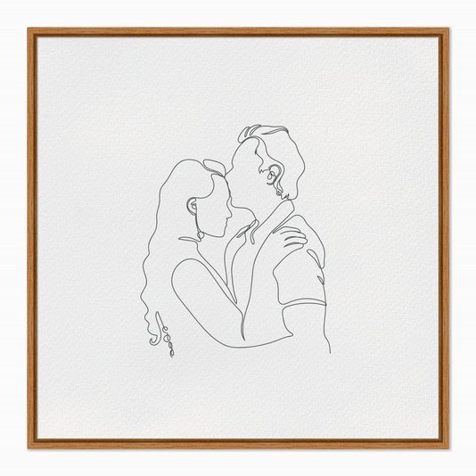 Quadro em Tela Canvas Silhueta Casal Beijo na Testa