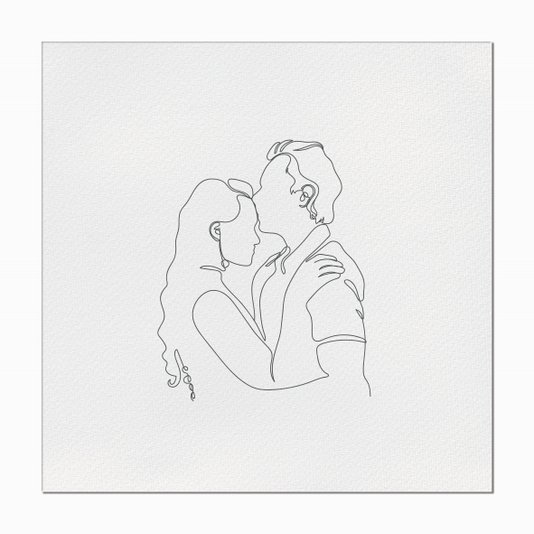 Quadro em Tela Canvas Silhueta Casal Beijo na Testa