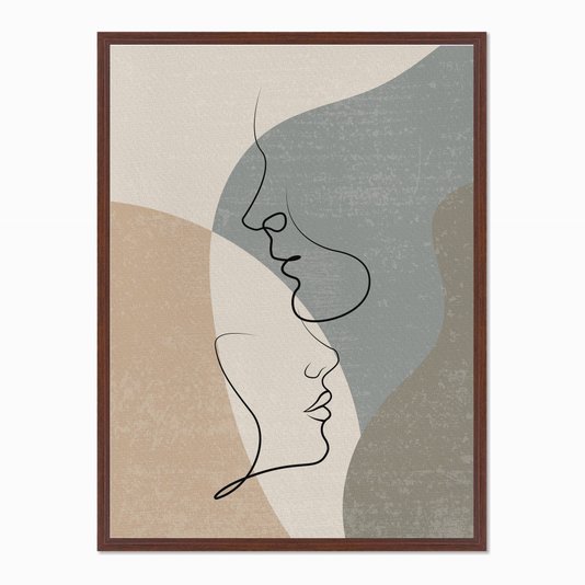 Quadro em Tela Canvas Silhueta Casal Meia Face