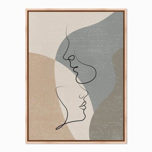 Quadro em Tela Canvas Silhueta Casal Meia Face