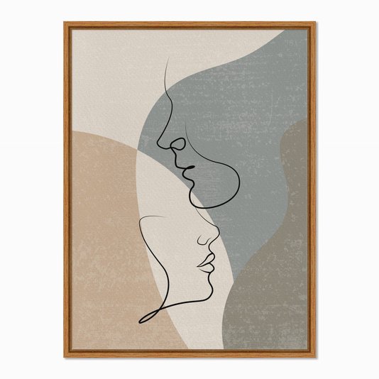 Quadro em Tela Canvas Silhueta Casal Meia Face