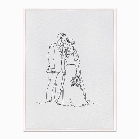 Quadro em Tela Canvas Silhueta Casal se Casando