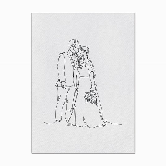Quadro em Tela Canvas Silhueta Casal se Casando