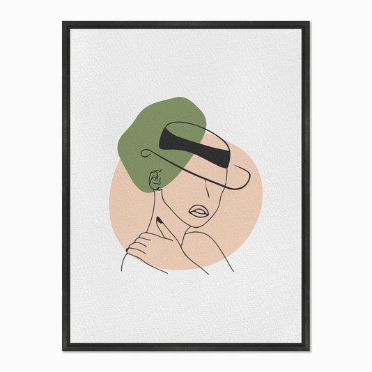 Quadro em Tela Canvas Silhueta Chapéu com Tom Verde