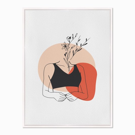 Quadro em Tela Canvas Silhueta Corpo com Flores