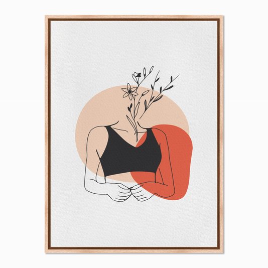 Quadro em Tela Canvas Silhueta Corpo com Flores
