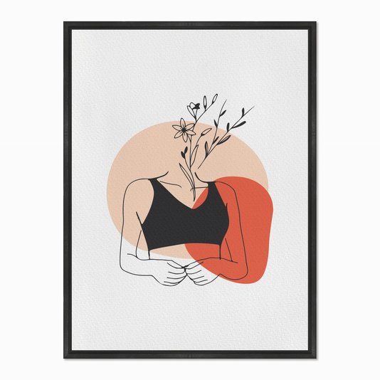 Quadro em Tela Canvas Silhueta Corpo com Flores