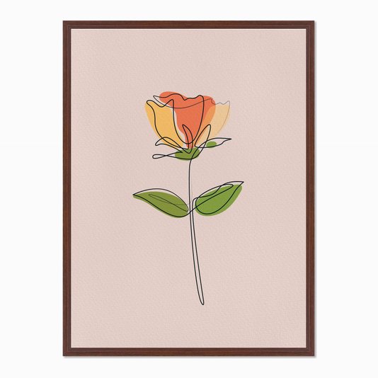 Quadro em Tela Canvas Silhueta Flor Colorida com Fundo Rosa