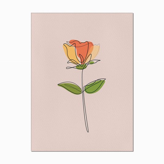 Quadro em Tela Canvas Silhueta Flor Colorida com Fundo Rosa