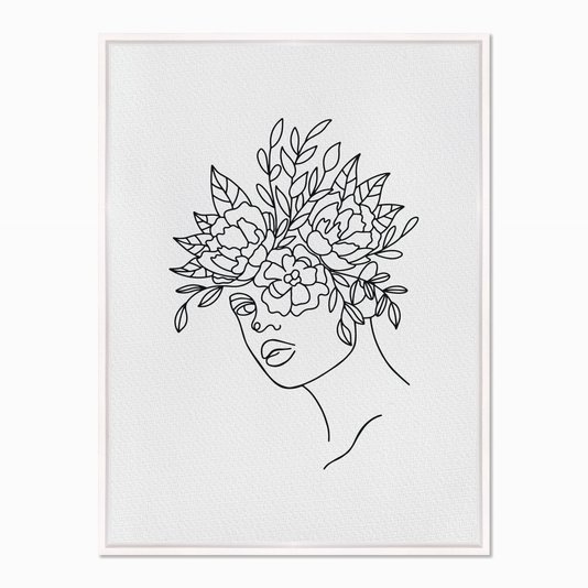Quadro em Tela Canvas Silhueta Flores Desenhadas