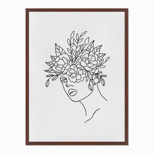 Quadro em Tela Canvas Silhueta Flores Desenhadas