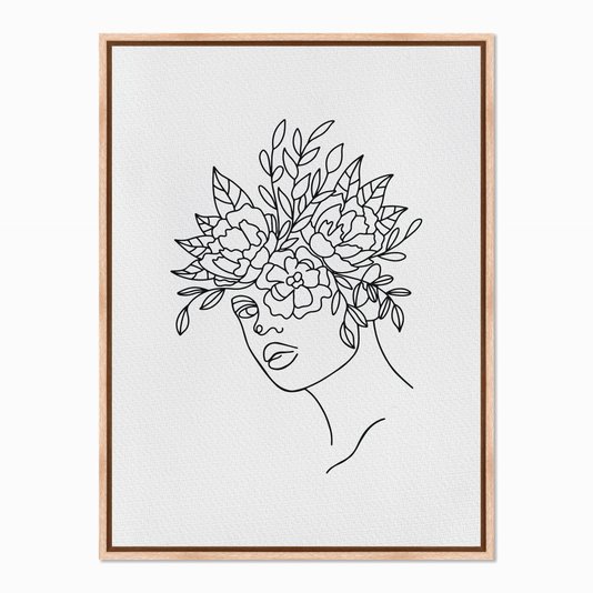 Quadro em Tela Canvas Silhueta Flores Desenhadas