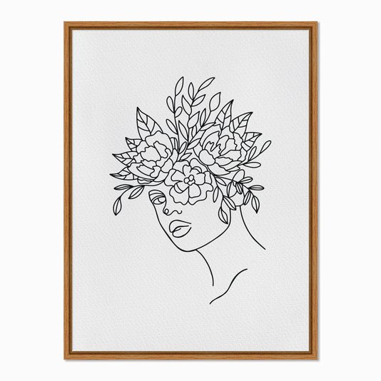 Quadro em Tela Canvas Silhueta Flores Desenhadas