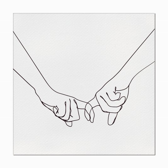 Quadro em Tela Canvas Silhueta Mãos Dadas
