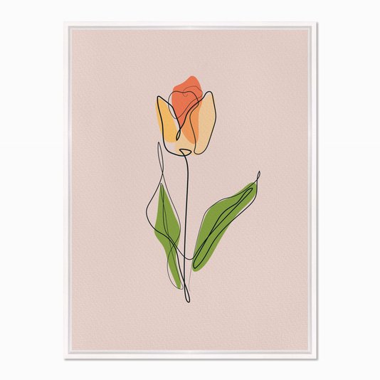 Quadro em Tela Canvas Silhueta Rosa Colorida com Fundo Rosa