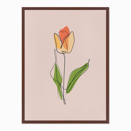 Quadro em Tela Canvas Silhueta Rosa Colorida com Fundo Rosa