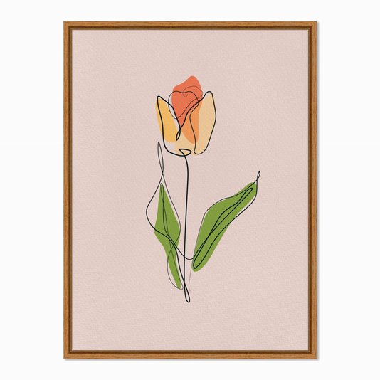 Quadro em Tela Canvas Silhueta Rosa Colorida com Fundo Rosa