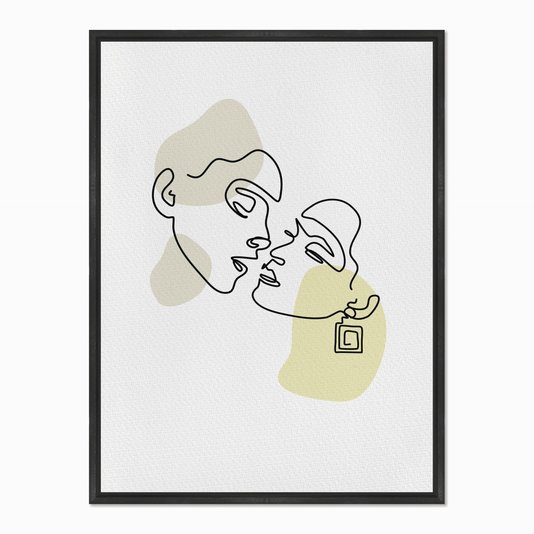 Quadro em Tela Canvas Silhueta Rosto Casal