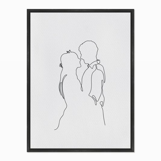 Quadro em Tela Canvas Silhueta Traço Casal