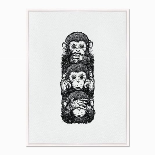 Quadro em Tela Canvas Três Macacos, Cego, Surdo e Mudo
