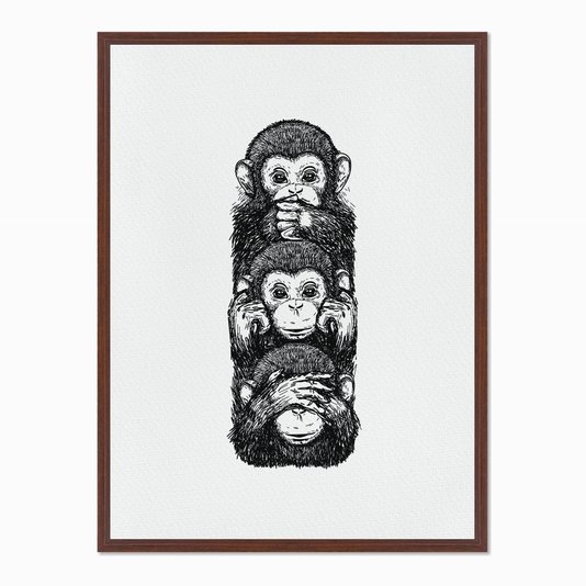 Quadro em Tela Canvas Três Macacos, Cego, Surdo e Mudo