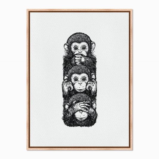 Quadro em Tela Canvas Três Macacos, Cego, Surdo e Mudo