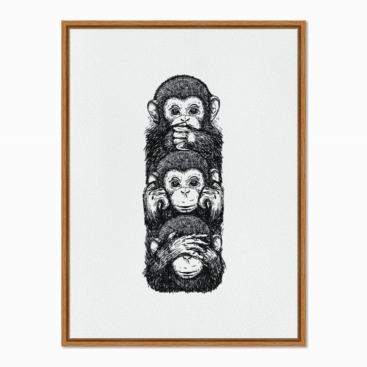 Quadro em Tela Canvas Três Macacos, Cego, Surdo e Mudo