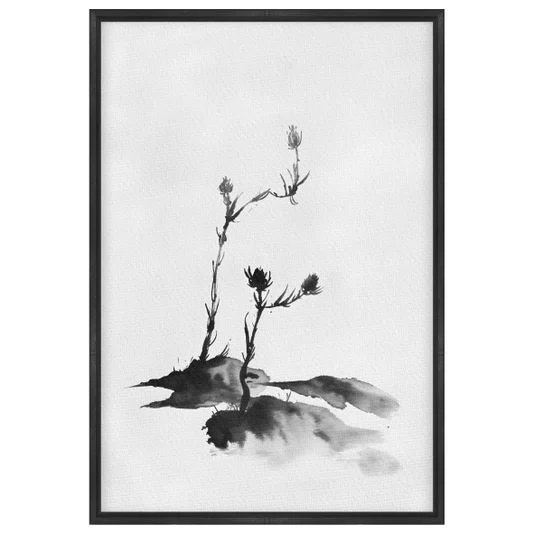 Quadro em Tela Canvas Tsubomi Pintura de Botões de Flores no Estilo Sumiê