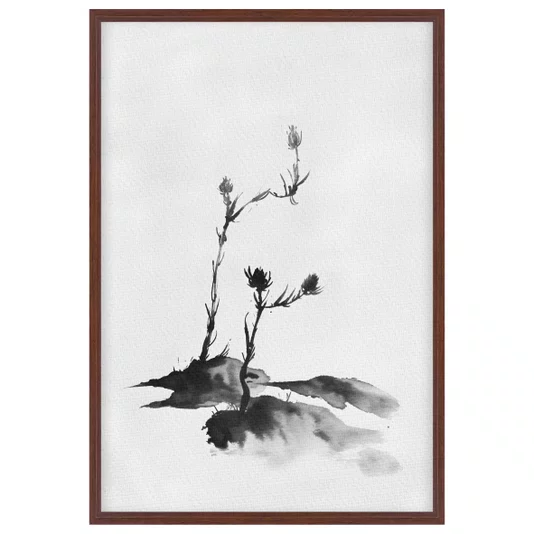 Quadro em Tela Canvas Tsubomi Pintura de Botões de Flores no Estilo Sumiê