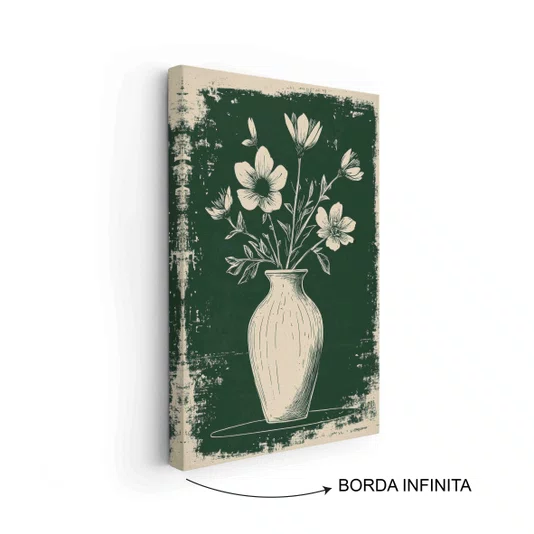 Quadro Em Tela Canvas Vaso de Flores Estilo Modern Heritage