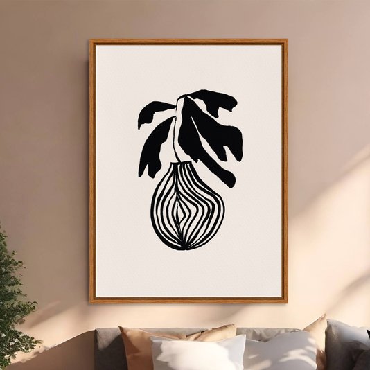 Quadro Em Tela Canvas Vaso De Planta Minimalista Japonês Estilo Japandi