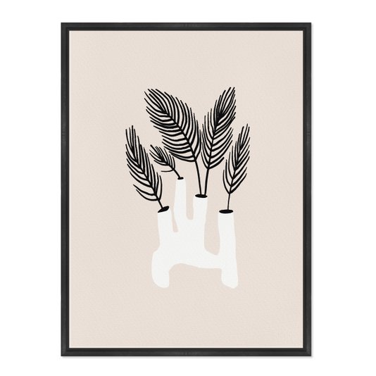 Quadro Em Tela Canvas Vaso Moderno Com Folhas Estilo Japandi