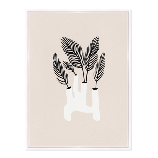 Quadro Em Tela Canvas Vaso Moderno Com Folhas Estilo Japandi