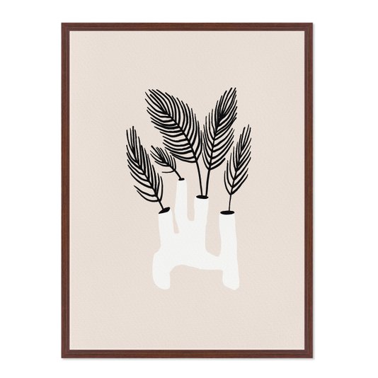 Quadro Em Tela Canvas Vaso Moderno Com Folhas Estilo Japandi