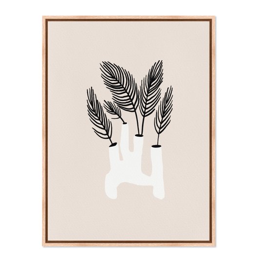 Quadro Em Tela Canvas Vaso Moderno Com Folhas Estilo Japandi