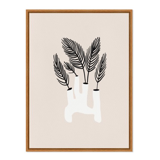 Quadro Em Tela Canvas Vaso Moderno Com Folhas Estilo Japandi