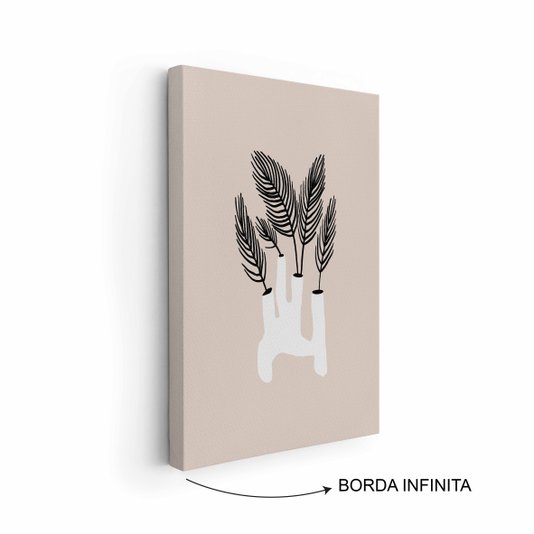 Quadro Em Tela Canvas Vaso Moderno Com Folhas Estilo Japandi