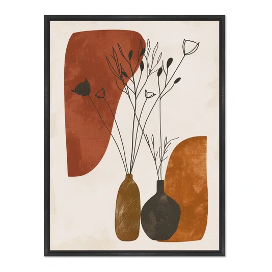 Quadro Em Tela Canvas Vasos e Formas Orgânicas Estilo Modern Heritage