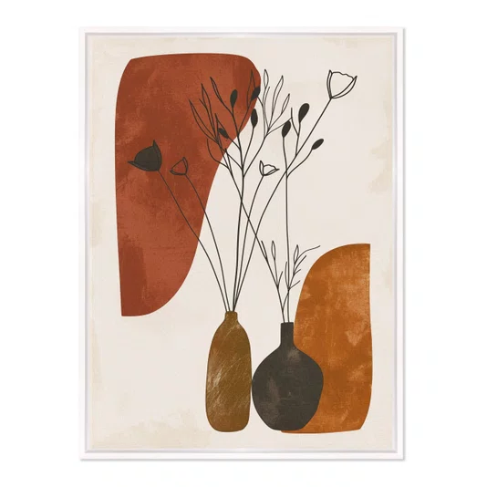 Quadro Em Tela Canvas Vasos e Formas Orgânicas Estilo Modern Heritage