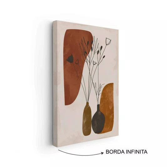 Quadro Em Tela Canvas Vasos e Formas Orgânicas Estilo Modern Heritage