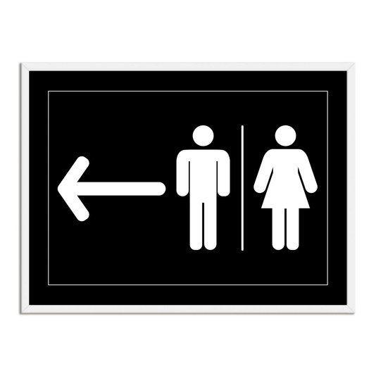 Quadro Indicativo para Banheiros Feminino e Masculino - Esquerda