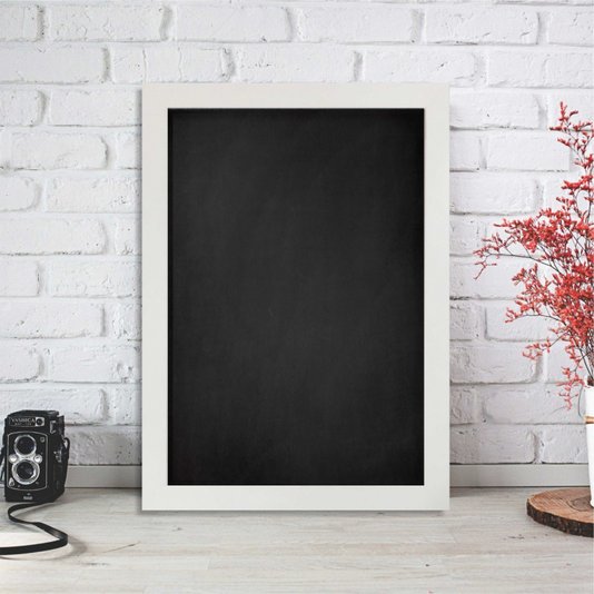 Quadro Lousa Negra Para Giz com Moldura Caixinha Revestida 1,5x3