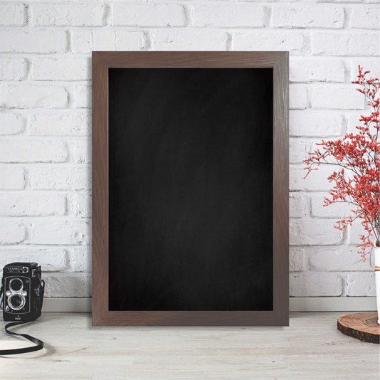 Quadro Lousa Negra Para Giz com Moldura Caixinha Revestida 1,5x3