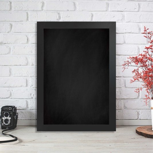 Quadro Lousa Negra Para Giz com Moldura Caixinha Revestida 1,5x3