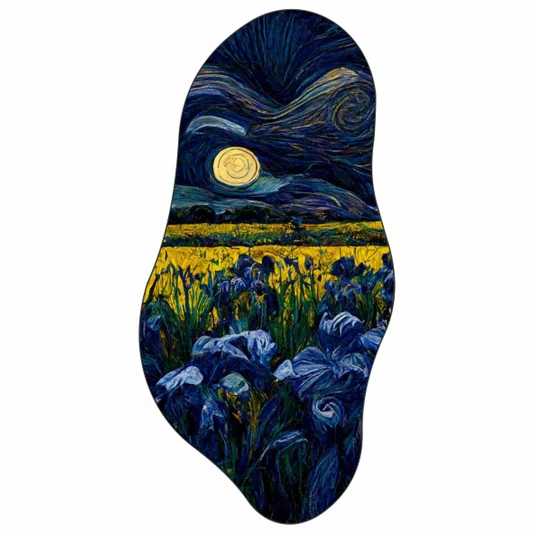Quadro Orgânico Decorativo Campo de Flores e Lua