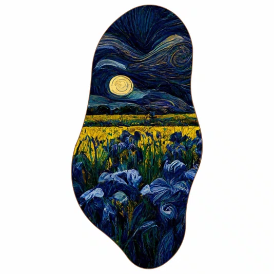 Quadro Orgânico Decorativo Campo de Flores e Lua