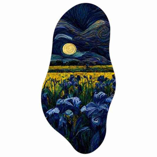 Quadro Orgânico Decorativo Campo de Flores e Lua