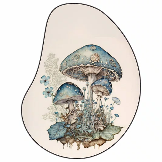 Quadro Orgânico Decorativo Cogumelos e Flores
