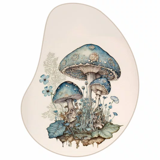 Quadro Orgânico Decorativo Cogumelos e Flores